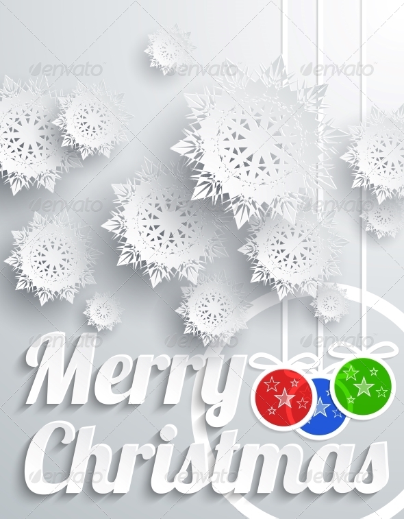 Merry Christmas with Snowflake and Balls Merry Christmas with Snowflake and Balls
