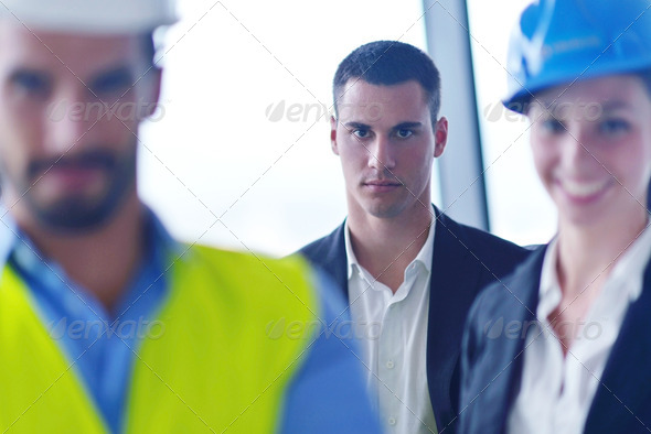business people and construction engineers on meeting - Stock Photo - Images