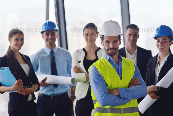 business people and construction engineers on meeting - Stock Photo - Images
