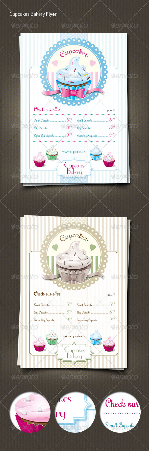 Cupcakes Retro Menu Flyer