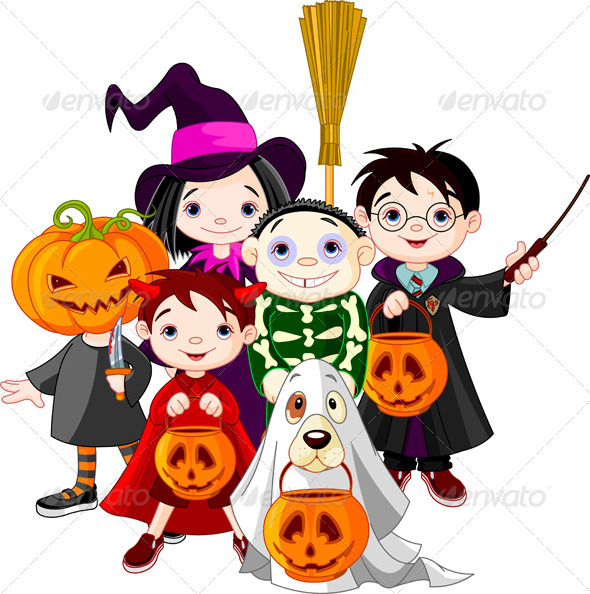 Halloween trick or treating children Halloween trick or treating children