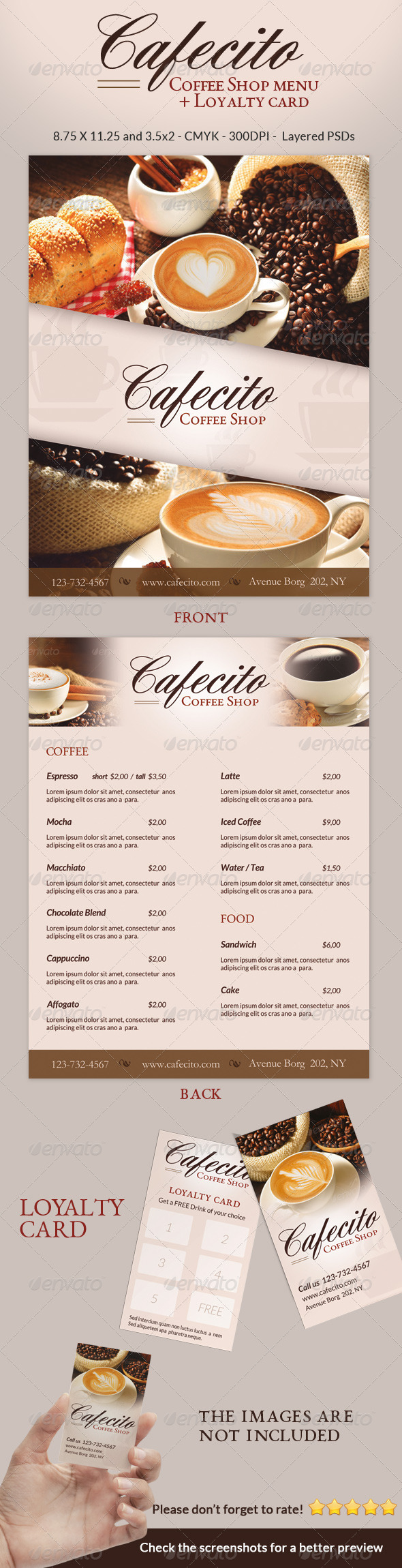 Cafecito Coffee Shop Menu & Loyalty Card Cafecito Coffee Shop Menu & Loyalty Card