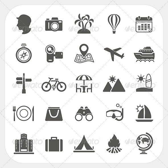 Travel and Vacation Icons Set Travel and Vacation Icons Set