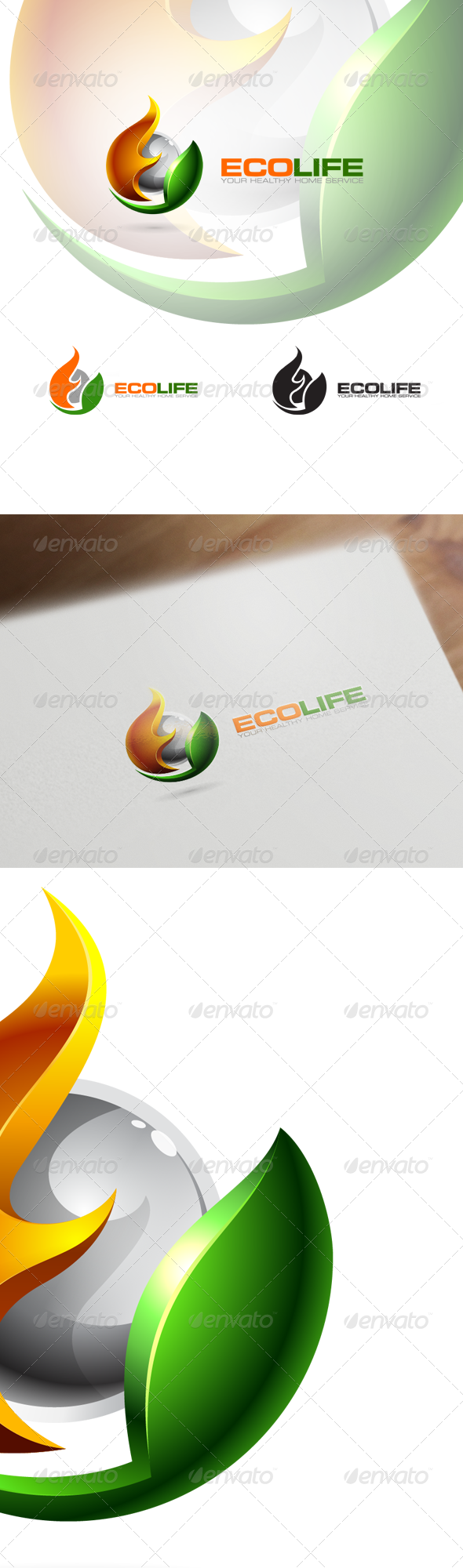3D Eco Logo Nature Technology & Science 3D Eco Logo Nature Technology & Science