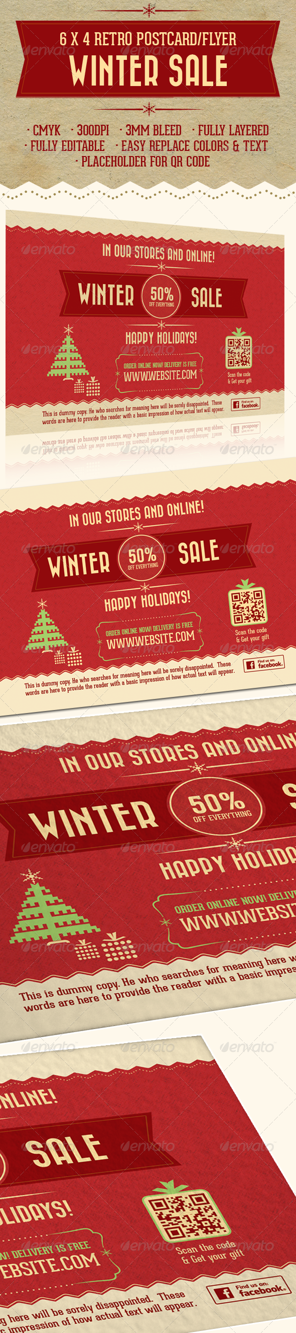 6X4 Retro Holiday Sale Postcard Flyer 6X4 Retro Holiday Sale Postcard Flyer