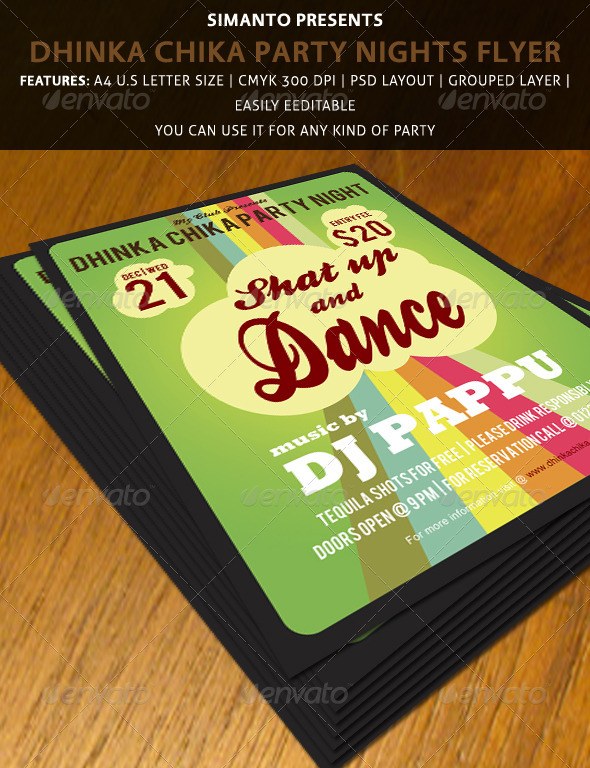 Party Flyers Template (Dhinka Chika Party Night - Clubs & Parties Events