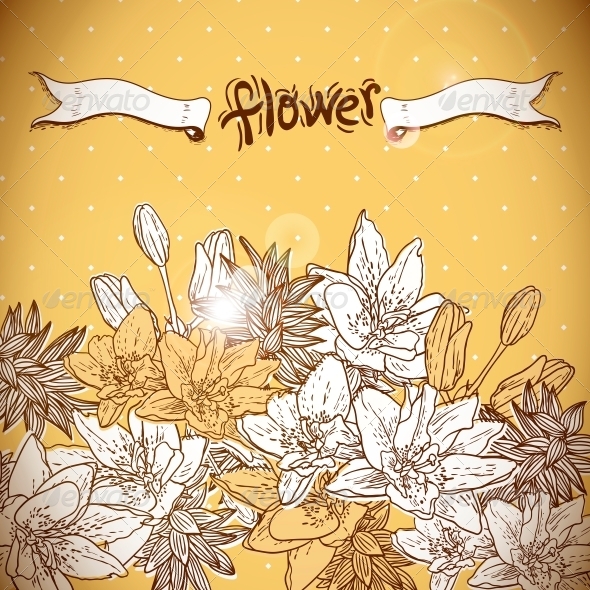 Floral Background with Blooming Flowers Floral Background with Blooming Flowers
