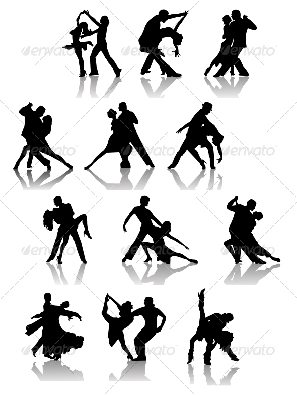 Set of Silhouettes of Dancing Couple Set of Silhouettes of Dancing Couple