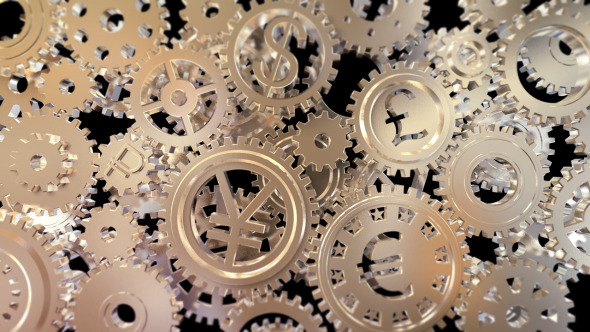 Golden Gears With Money Signs Golden Gears With Money Signs