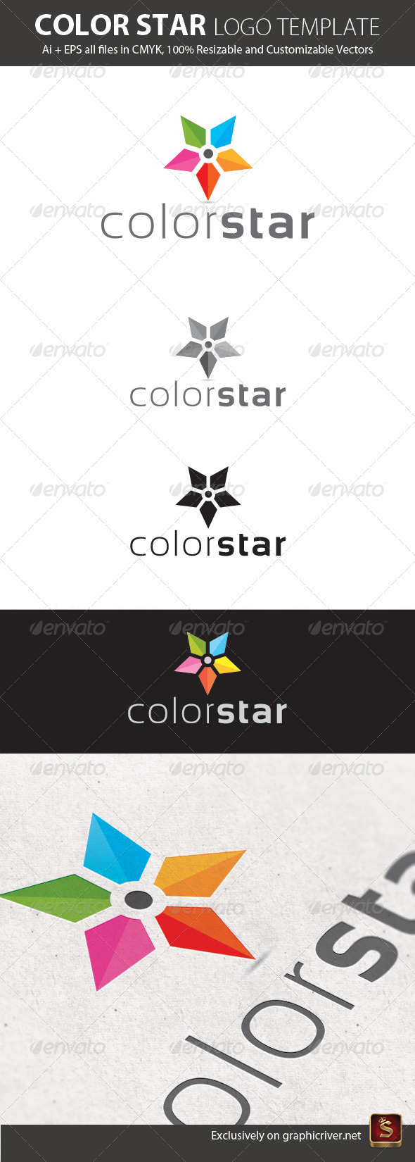 Color Star Logo Template - Vector Abstract