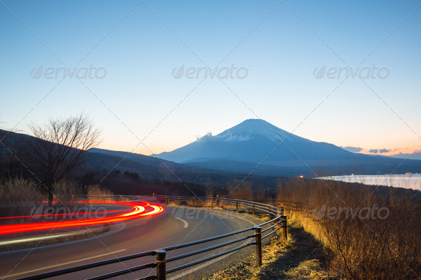 Mountain Fuji Landscape at dusk