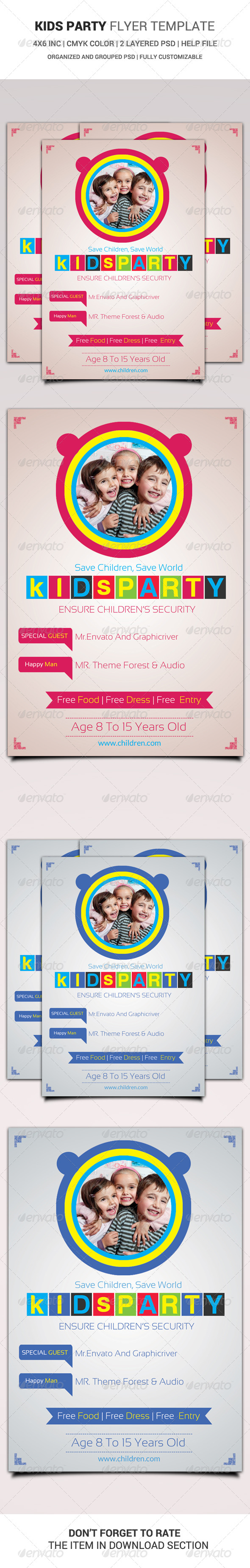Kids Party Flyer Template - Events Flyers