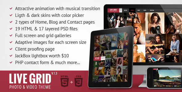 LIVE GRID - Responsive Interactive HTML Portfolio