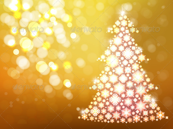 Gold Background with Christmas Tree Gold Background with Christmas Tree