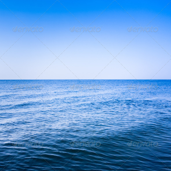 Sea Ocean Blue Clear Sky Background