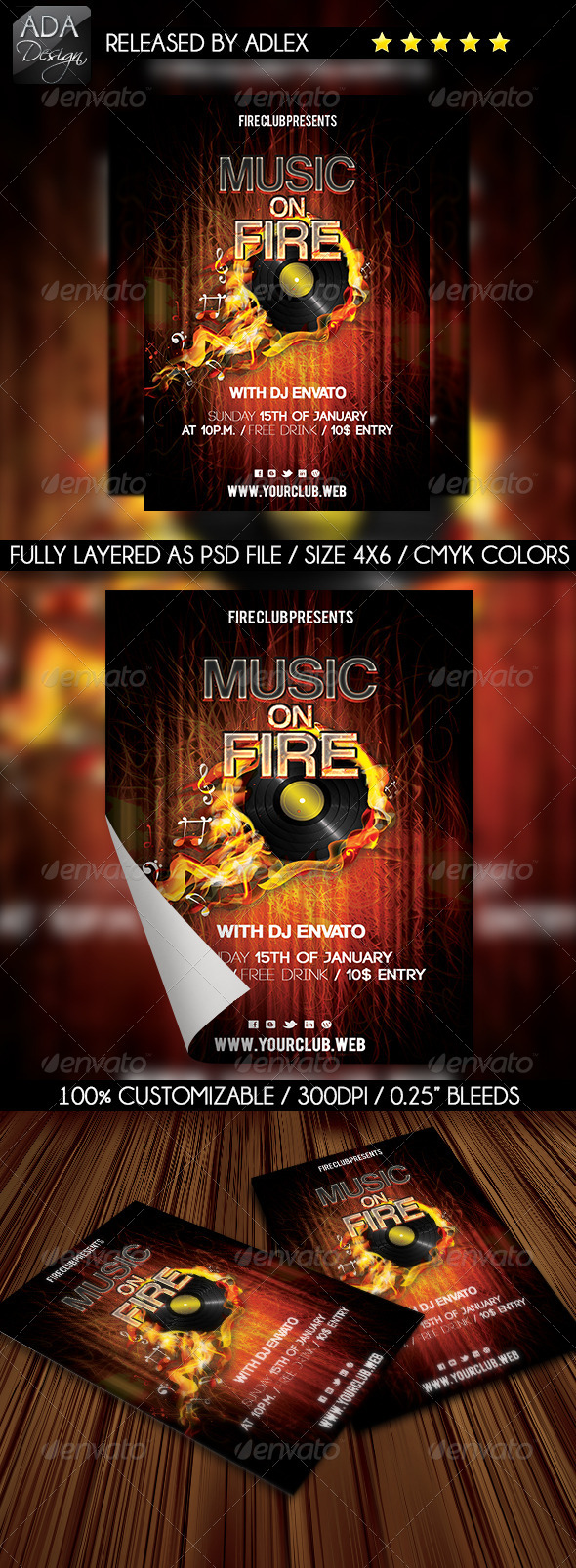 Music On Fire Party Flyer