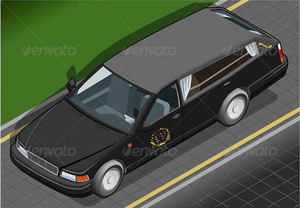 Isometric Hearse in Front View Isometric Hearse in Front View