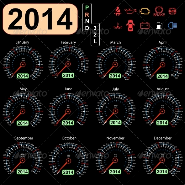 2014 Year Calendar Speedometer