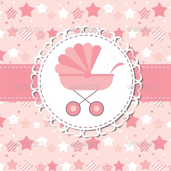 Vector Illustration of Pink Baby Carriage for Newborn Vector Illustration of Pink Baby Carriage for Newborn