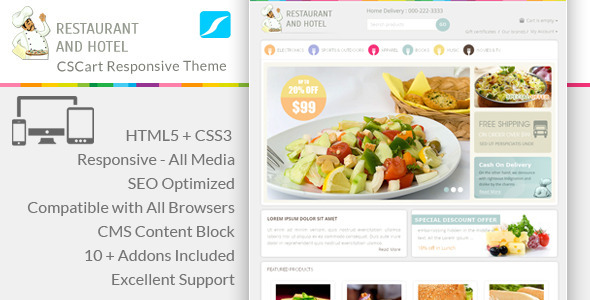 Restaurant - Responsive CS-Cart Theme