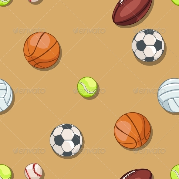 Seamless Pattern of Sport Balls Seamless Pattern of Sport Balls