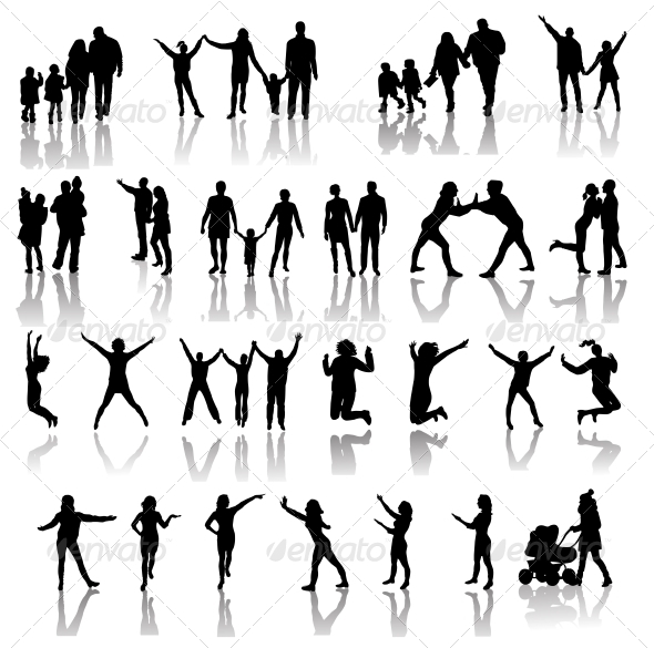 Family Silhouettes Vector Family Silhouettes Vector