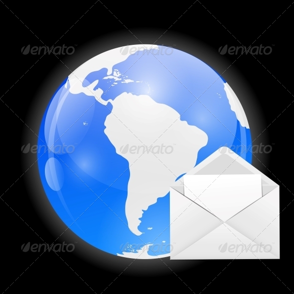 Globe with Mail Vector Illustration Globe with Mail Vector Illustration