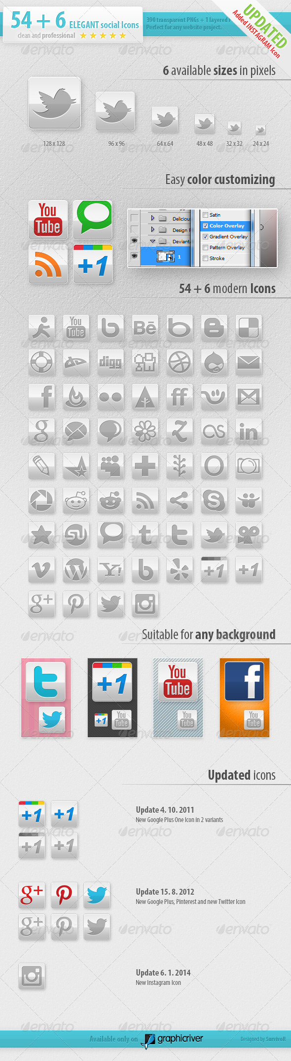 54 Social Media Icons - Elegant Edition - Media Icons