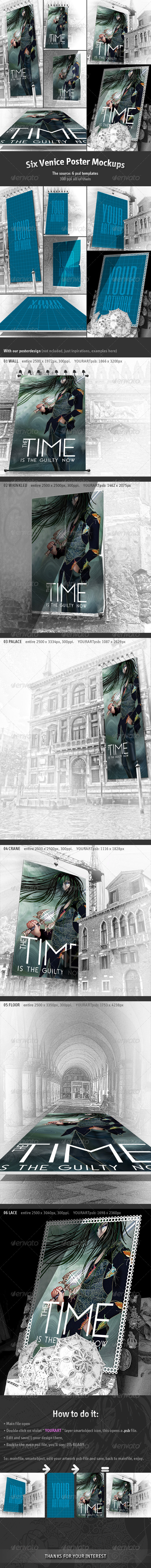 6 Venice Poster Mockups 6 Venice Poster Mockups