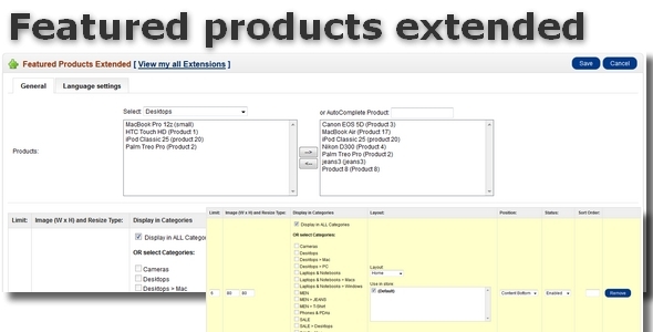 Featured products extended for OpenCart