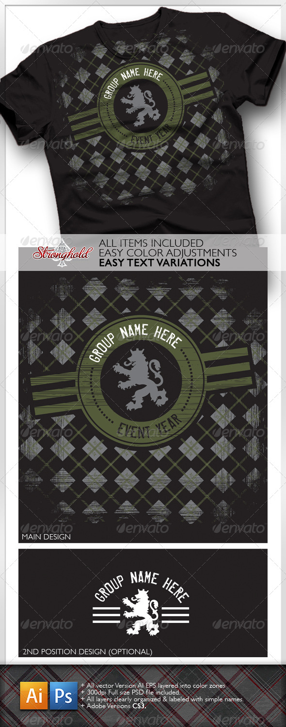 Argyle Crest Military Lion T-shirt Argyle Crest Military Lion T-shirt