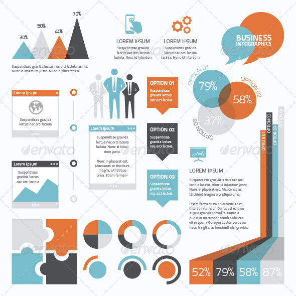 Retro Business Infographic Elements Vector