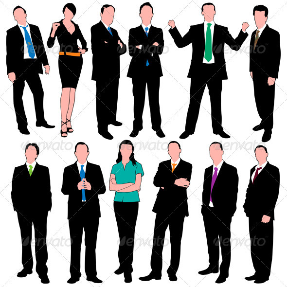 12 Business People Silhouettes Set 12 Business People Silhouettes Set