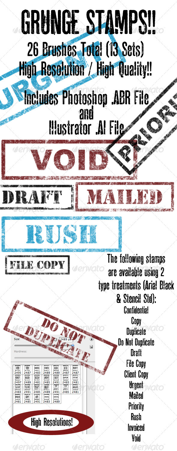 Grunge Brush/Vector Stamp Set Volume 3 - Grunge Brushes