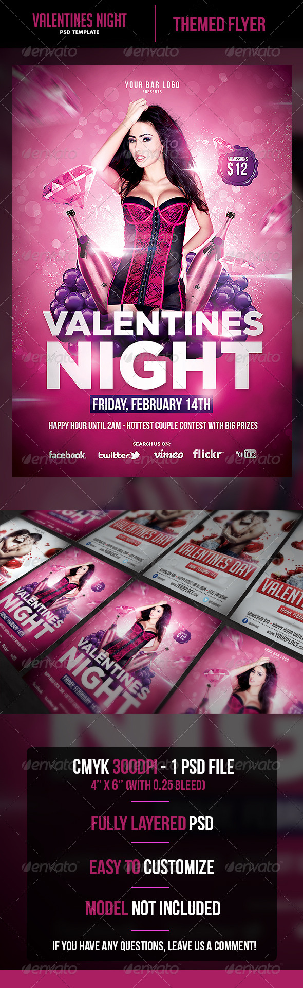 Valentines Night Flyer Template - Events Flyers