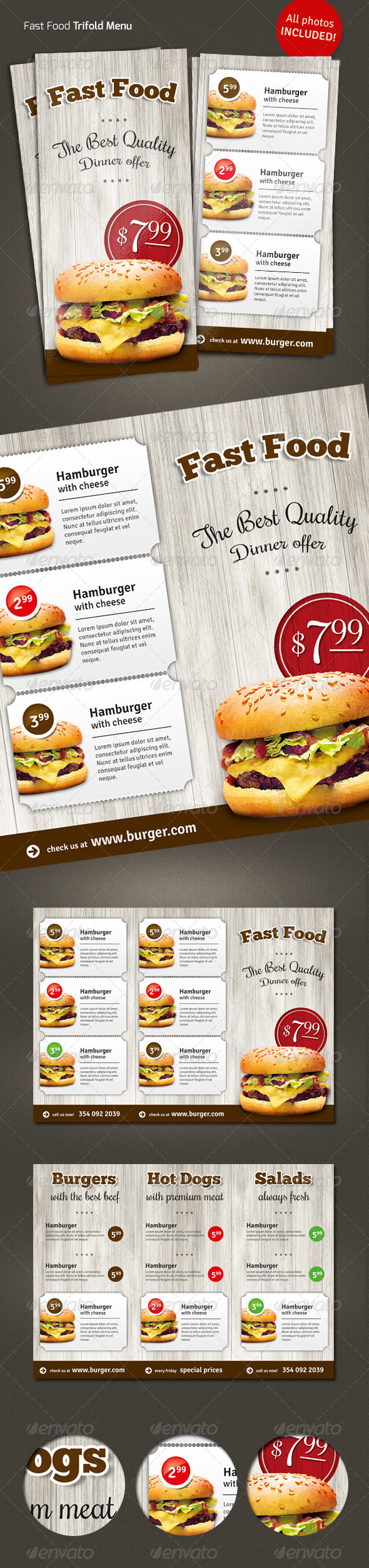 Trifold  Fast Food Menu Flyer