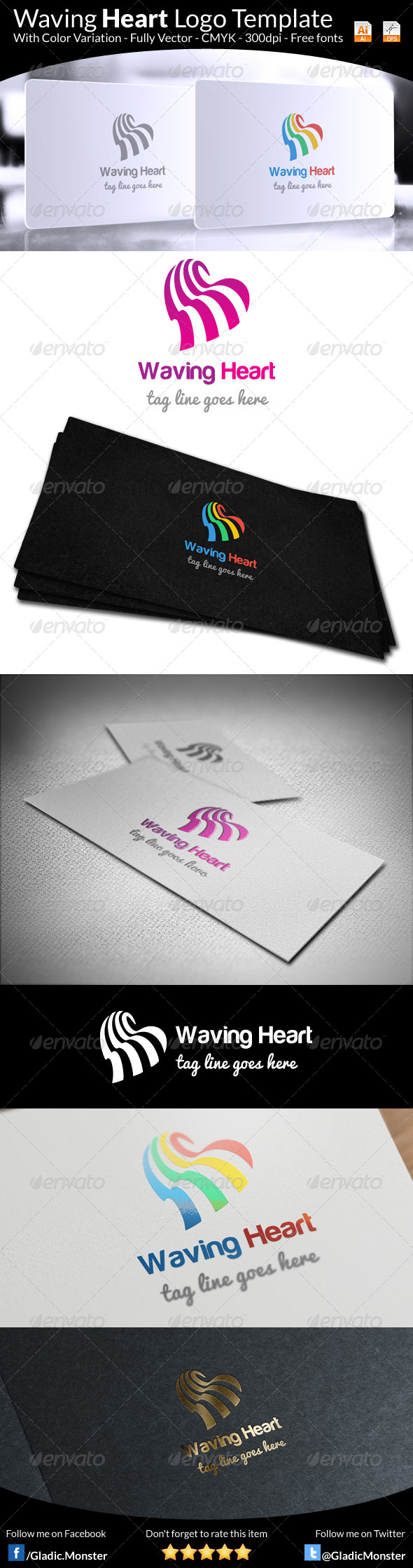 Waving Heart Logo - Symbols Logo Templates