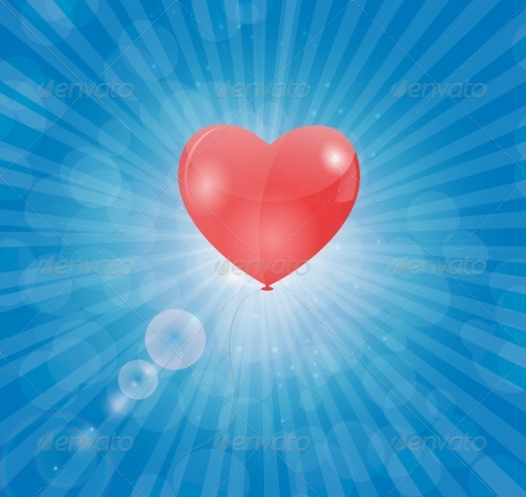 Happy Valentines Day Card with Heart Balloon