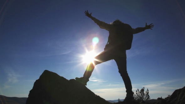 Woman Overcomes Difficult Mountain Peaks Woman Overcomes Difficult Mountain Peaks