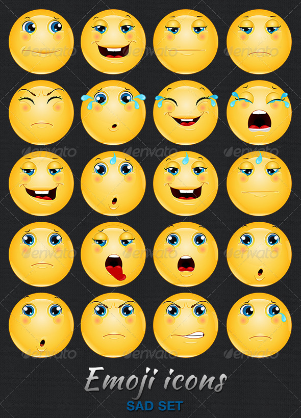 Emoji Emoticon Sad Icons Set Emoji Emoticon Sad Icons Set