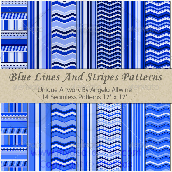 Blue Lines And Stripes Pattern Set Blue Lines And Stripes Pattern Set