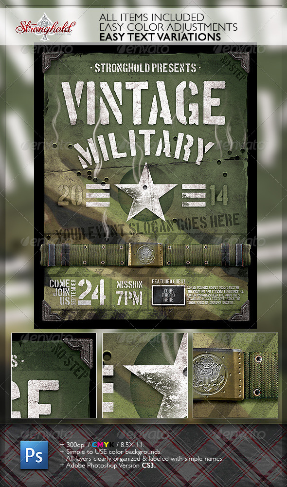 Vintage Military Armed Forces Flyer Template | GraphicRiver