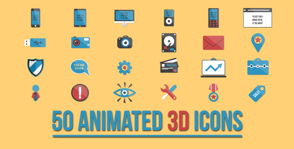 50 Animated 3D Icons by leitmotif425 | VideoHive
