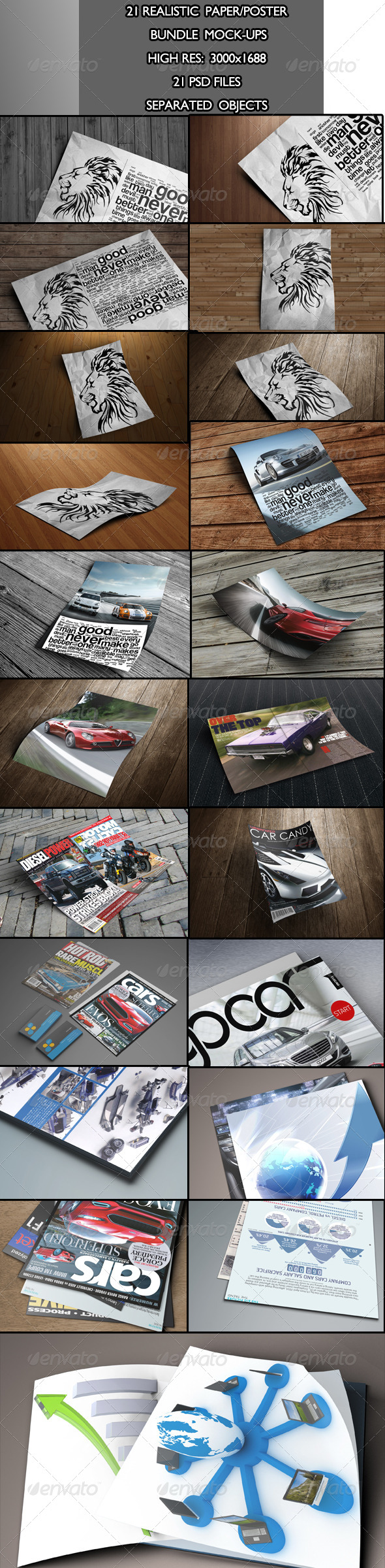 Realistic Paper Poster Bundle Mock-Ups Realistic Paper Poster Bundle Mock-Ups