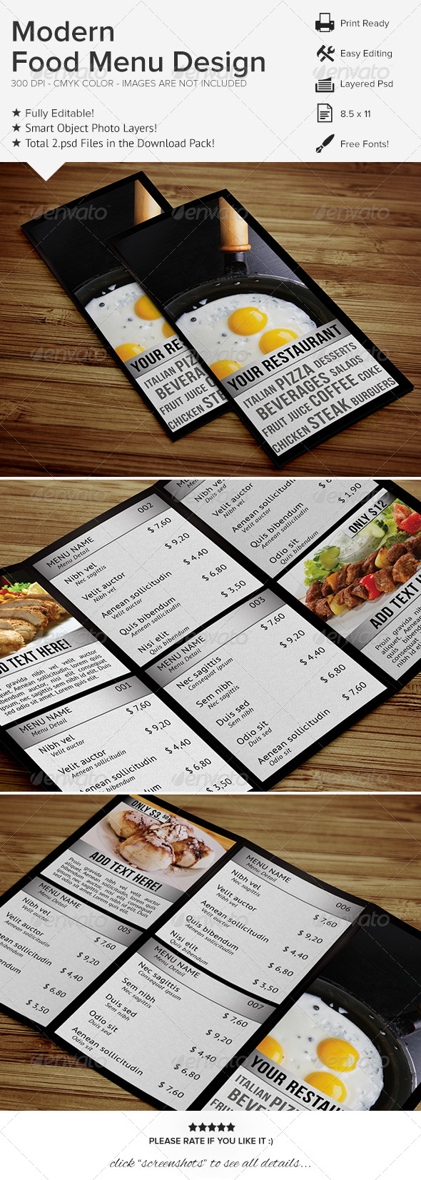 Modern Food Menu Design Modern Food Menu Design