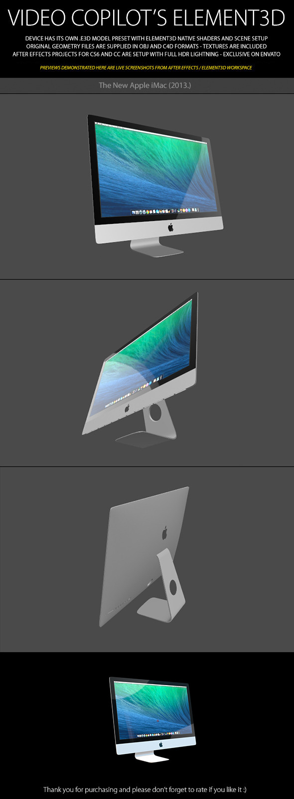 Element3D - New Apple iMac 2013 - 3DOcean Item for Sale