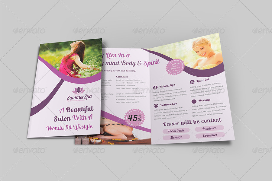 Spa & Beauty Saloon Bi-Fold Brochure| Volume 11 by dotnpix | GraphicRiver