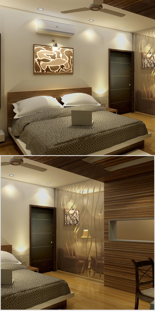 Realistic Bedroom interior 3d - 3DOcean Item for Sale