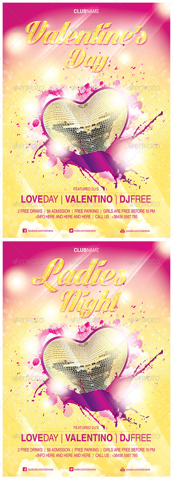 Valentine's Day/Ladies Night Party Flyer - Events Flyers