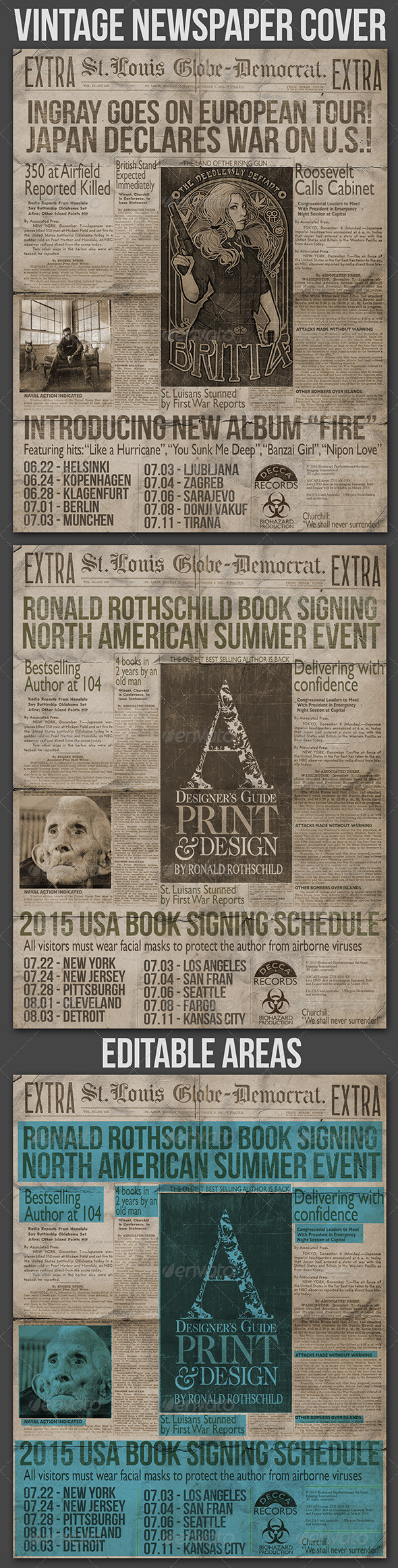 Vintage Newspaper Cover - Flyers Print Templates
